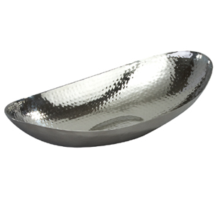 Oval Fruit Bowl Hammered Stainless 13.5