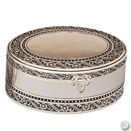 2 TIER OVAL JEWELRY BOX, ANTIQUE SILVERPLATE