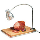 FLEXIGLOW™ SINGLE ARM ALUMINUM HEAT LAMP, SILVER SHADE, BOARD & PAN, 24