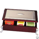 TEA CHEST, WOODEN WITH SILVERPLATED ACCENTS