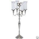 4 LIGHT CANDELABRA WITH BOWL & GLASS SHADES, NICKELPLATED