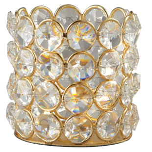 Goldplated Tealight Holder with Faux Crystals