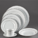 DOUBLE PLATINUM BAND , WHITE PORCELAIN - CAN CUP AND SAUCER, CASE/1 DOZEN