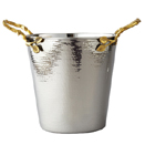 WINE BUCKET WITH GOLDEN VINE HANDLE, HAMMERED, FINISH STAINLESS