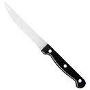 STEAK KNIFE, POINTED TIP, ABS BLACK HANDLE, PKG/1 DOZ.