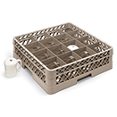 16 SQUARE COMPARTMENT CUP RACK WITH 3 EXTENDERS, BEIGE