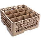 16 SQUARE COMPARTMENT BASE RACK WITH 3 EXTENDERS, BEIGE