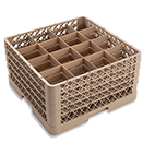 16 SQUARE COMPARTMENT BASE RACK WITH 4 EXTENDERS, BEIGE