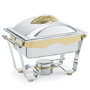 PANACEA™ HALF SIZE CHAFER, 24K GOLD ACCENTS, LIFT OFF LID, STAINLESS