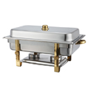 MALIBU OBLONG CHAFER, LIFT OFF LID, STAINLESS WITH GOLD ACCENT