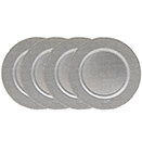 ACRYLIC SILVER CHARGER PLATES, SET/4