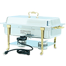 CLASSIC BRASS TRIM ELECTRIC CHAFER, LONG SIDE RECEPTACLE