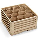 12 HEXAGON COMPARTMENT CLOSED WALL RACK WITH 4 EXTENDERS, BEIGE