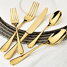 COMO GOLD, PVD COATED - COMO GOLD SOLID HANDLE DINNER KNIFE REG. 9 1/8
