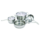 COOKWARE SET, 7 PC, HEAVY WEIGHT, STAINLESS STEEL