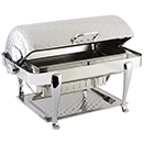 ELITE RECTANGULAR ROLL TOP CHAFERS, HAMMERED, STAINLESS