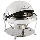ELITE ROUND ROLL TOP CHAFER, HAMMERED, STAINLESS
