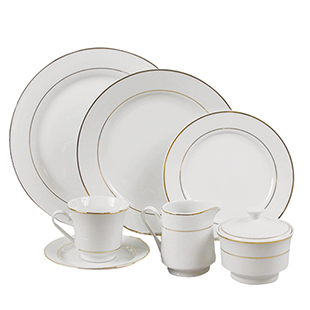 WHITE RIM GOLD BANDED CHINA COLLECTION