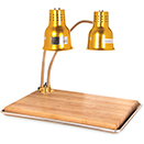 FLEXIGLOW™ DUAL ARM ALUMINUM HEAT LAMP, GOLD SHADE, BOARD & PAN, 24