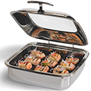 INTRIGUE™ INDUCTION SQUARE CHAFERS, HINGED LID, 18/8 STAINLESS