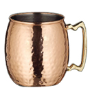 MULE MUG, 20 OZ., HAMMERED COPPER FINISH WITH BRASS HANDLE