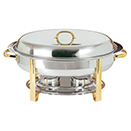 OVAL CHAFER, LIFT OFF LID, STAINLESS WITH GOLD ACCENT, 6 QT.