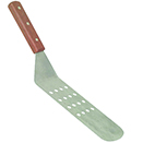 WOODEN HANDLE,  PERFORATED TURNER, FLEXIBLE , STAINLESS BLADE