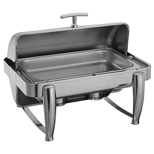 8 Qt. Stainless Roll Top Chafer, Mirror Finish
