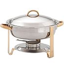 ROUND CHAFER WITH LIFT OFF LID, STAINLESS WITH GOLD ACCENT