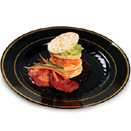 DINNERWARE, BLACK WITH GOLD BAND, DISPOSABLE PLASTIC
