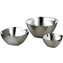 SERVING BOWLS, SQUARE, HAMMERED FINISH STAINLESS