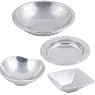 PEWTER GLO PLATES AND BOWLS