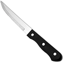 STEAK KNIFE, POINTED TIP, 3 RIVETS, BLACK HANDLE, PKG/1 DOZ.