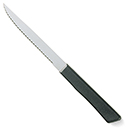 STEAK KNIFE,  POINTED TIP, BLACK PLYPROPYLENE HANDLE, PKG/1 DOZ.