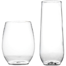 STEMLESS GLASSES, CLEAR DISPOSABLE PLASTIC
