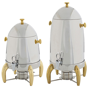 3 Gallon Stainless Coffee Urn, Gold Accents