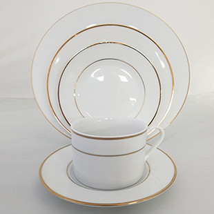 WHITE CHINA WITH GOLD BAND COLLECTION