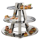 DISPLAY STAND, 3 TIER, HAMMERED STAINLESS