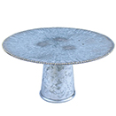 CAKE STAND WITH GOLD BEAD EDGE, GALVANIZED 