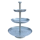 DISPLAY STAND WITH GOLD BEADED EDGE TRAYS, 3 TIER, GALVANIZED