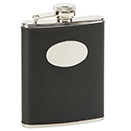 6 OZ BLACK LEATHER AND STAINLESS STEEL FLASK