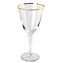 WHITE WINE GLASS WITH GOLD RIM, CASE/24