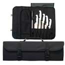 PROFESSIONAL CUTLERY POUCH WITH 10 POCKET, BLACK NYLON 