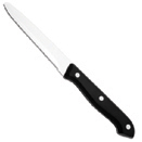STEAK KNIFE, KANSAS CITY, ROUNDED TIP, BLACK DELRIN HANDLE, PKG/1 DOZ.