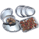 TRAYS WITH ROLLED EDGE, EMBOSSED CENTER, CHROMEPLATE - 14
