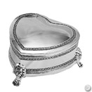 FOOTED HEART JEWELRY BOX, SILVERPLATE, 3