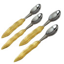 GOLDPLATED FEATHER SPOON SET, SET/4