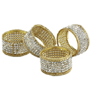 Gold Napkin Rings w/Crystals, Set of 4