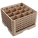 16 SQUARE COMPARTMENT BASE RACK WITH 5 EXTENDERS, BEIGE