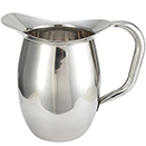 PITCHER, BELL SHAPED, HALLOW HANDLE, STAINLESS STEEL - 3 QT. (96 OZ.) BELL PITCHER WITHOUT ICE GUARD, STAINLESS STEEL,  9 3/4